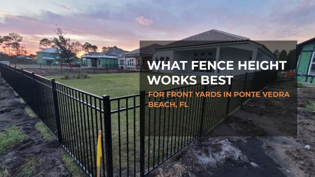 Home 9 Low black aluminum front yard fence around a coastal Ponte Vedra Beach home with open pickets, clean landscaping, and visible curb appeal
